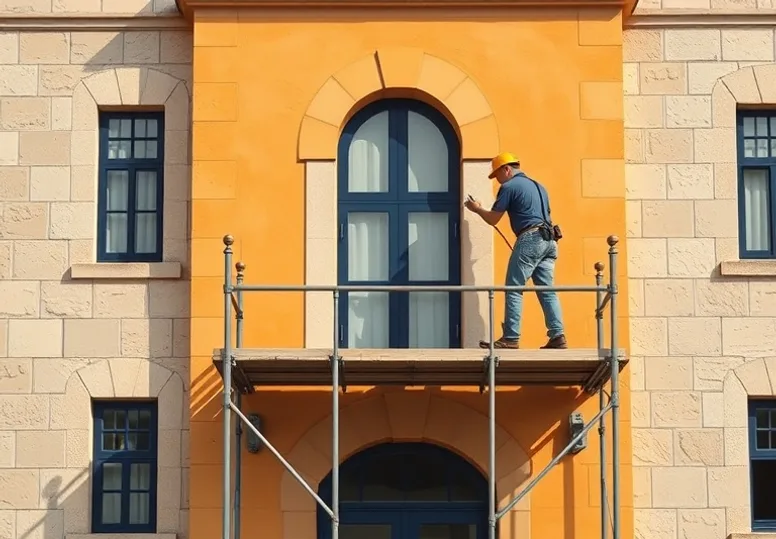 Ravalement de façade en pierre, nettoyage et application d'enduit